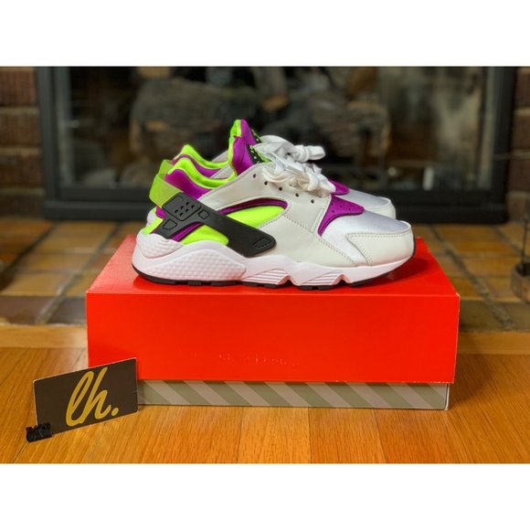 Size 8.5 Women’s Nike Air Huarache Run “White Neon Magenta” DH4439-101 - Picture 5 of 8